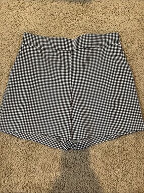 Rachel Zoe Black and White Gingham High-Waist Shorts